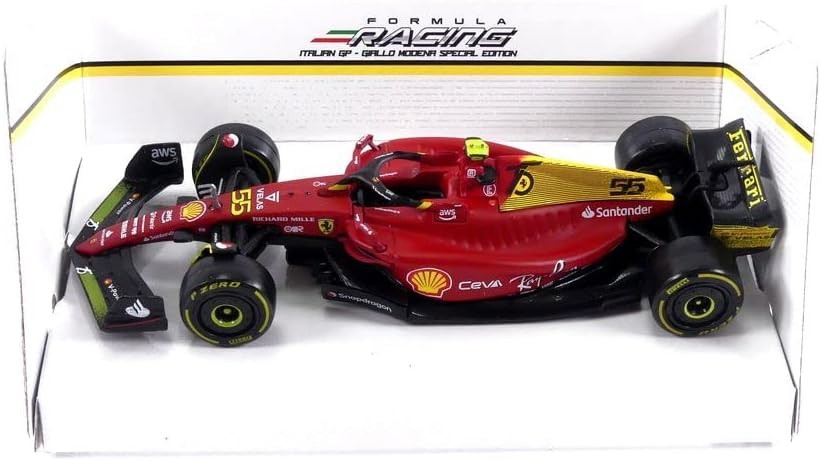 BOX ROTTO F1 FERRARI F1-75 Monza 2022 GIALLO MODENA 1/43 SAINZ 55 Bburago