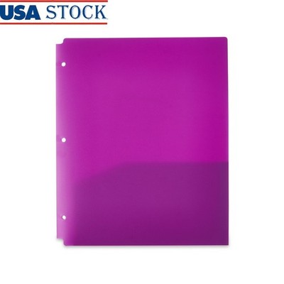50 Pack 2 Pocket Poly Folders W/ Hole Punch Slits Document Organization New