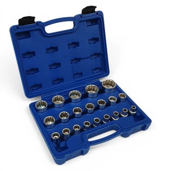 Steckschlüssel Satz Vielzahn 12-Kant Nüsse Spline Stecknüsse 1/2" 8-36mm 21-tlg - Bild 1 von 4
