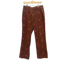 Lilly Pulitzer Vintage Corduroy Horse Embroidered Pants Brown Pink Size 8