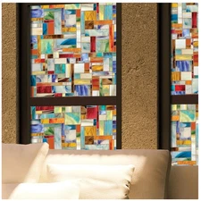 Montage Vinyl Window Film: Elegant Stained Glass Privacy, 24x36 Inches, UV Safe