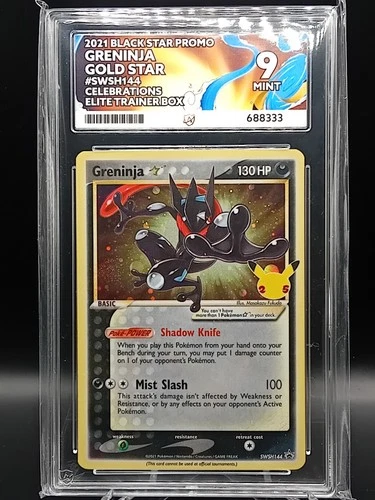 Greninja Gold Star SWSH144 Ace 9 Celebrations Black Star Prom Pokemon Graded