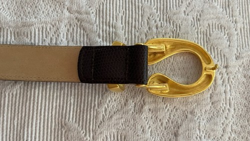 Cintura Carlisle 116144 marrone cioccolato pelle goffrata tono oro USA donna grande - Foto 4 di 13