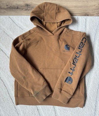 Carhartt Boys Sweatshirt Hood Brown Medium 10-12 READ