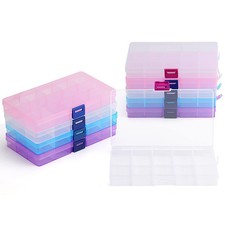 10 Pack 15 Grids Multicolor Plastic Jewelry Organizer Box, Beads Storage Cont...
