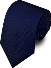 Branduce 63'' XL Tie Mens Extra Long Solid Woven Necktie for Men Navy Blue