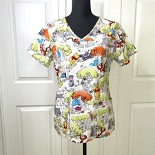 DISNEY FRIENDS Scrub Top,  Pooh And Friends  , XS
