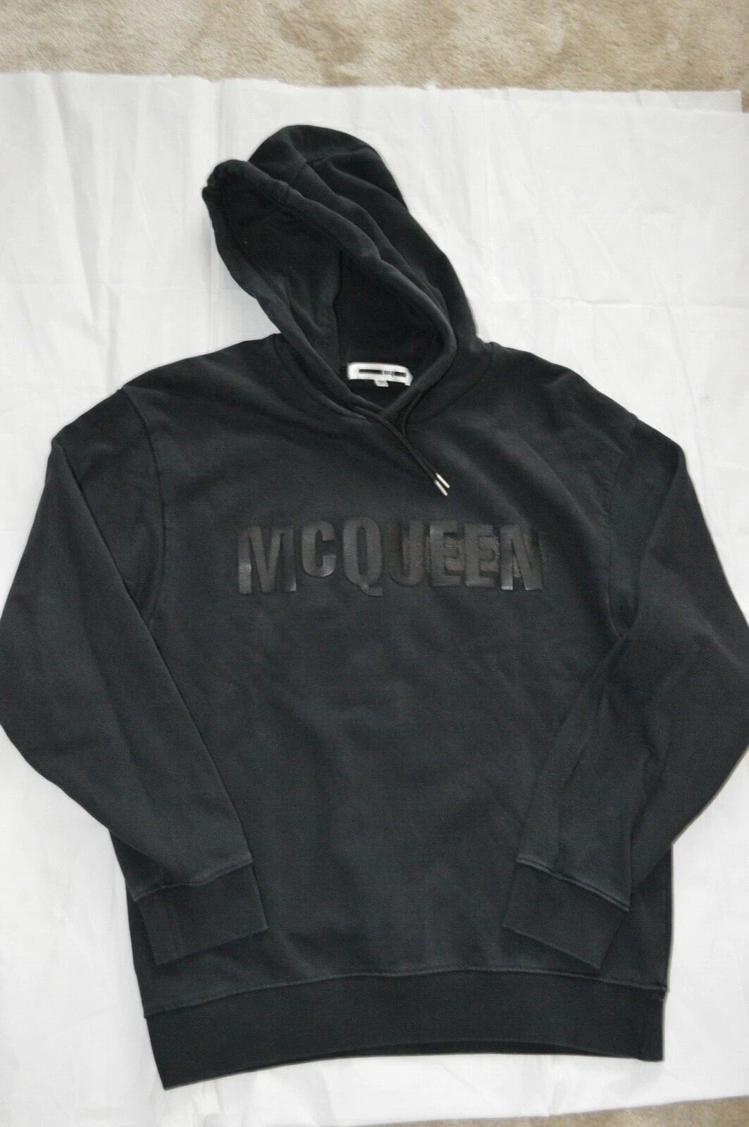 Alexander McQueen MCQ 'MCQUEEN' Felpa Nera con Cappuccio Pullover Uomo Medium M