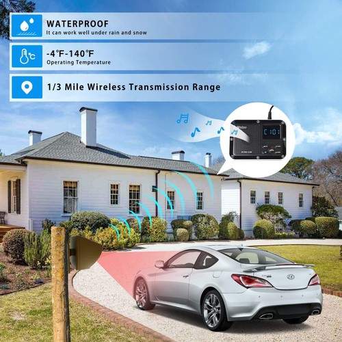 Wuloo Home 500m Wireless Driveway Alarms System Outdoor Motion Sensors Detectors - Picture 36 of 42