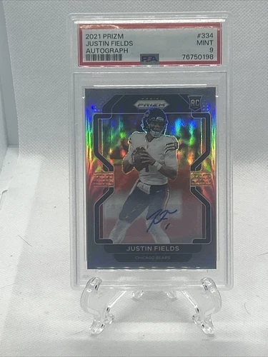 2021 Panini Prizm #334 JUSTIN FIELDS Rookie RC Prizm Silver Auto PSA 9 🔥📈🐻