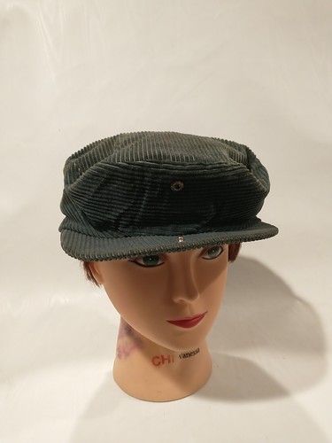 Cappello vintage anni 60 Happy Cappers golf velluto a coste secchiello newsboy RARO verde oliva M-L - Foto 4 di 11