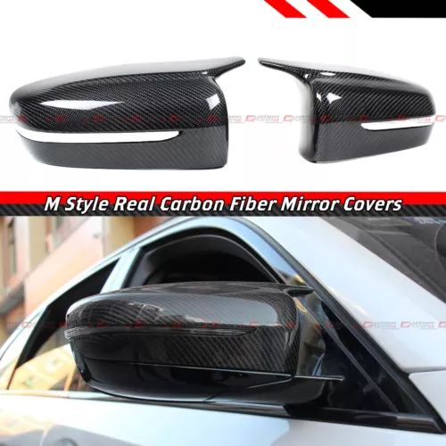 FOR 17-23 BMW G30 G20 G11 G12 M STYLE CARBON FIBER ADD-ON SIDE MIRROR COVER CAPS