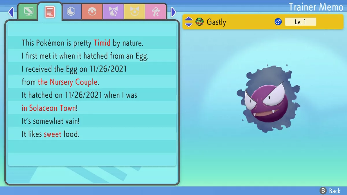 6IV Shiny Gengar Pokemon Brilliant Diamond and Shining Pearl