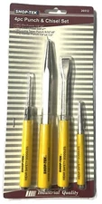 Shop-Tek 4-Pcs Mechanics Steel Metal Punch & Chisel Tool Set Cold