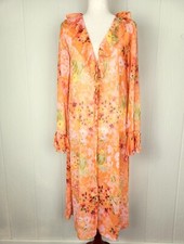 Wild Fable Sheer Orange Floral Ruffle Duster Top Women's Size Small NWT Kimono