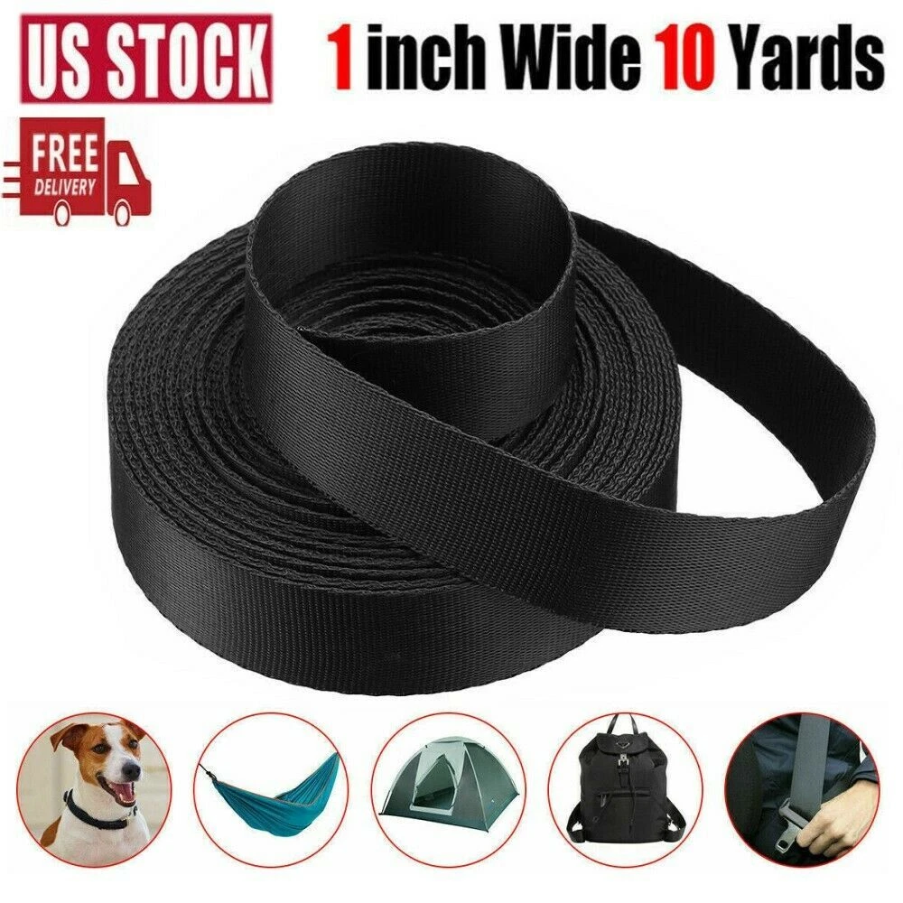 10 Yards 1 Inch Wide Black Nylon Heavy Duty Webbing Strap DIY for