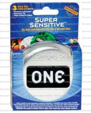 ONE SUPER SENSITIVE Condoms 3pk THIN  EXTRA LUBRICATED NEW STOCK / RETAIL BOX