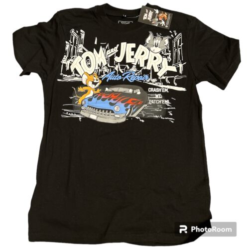 Tom and Jerry Auto Repair T-Shirt Size S (8) – Black Vintage Cartoon Graphic Tee - Picture 3 of 3