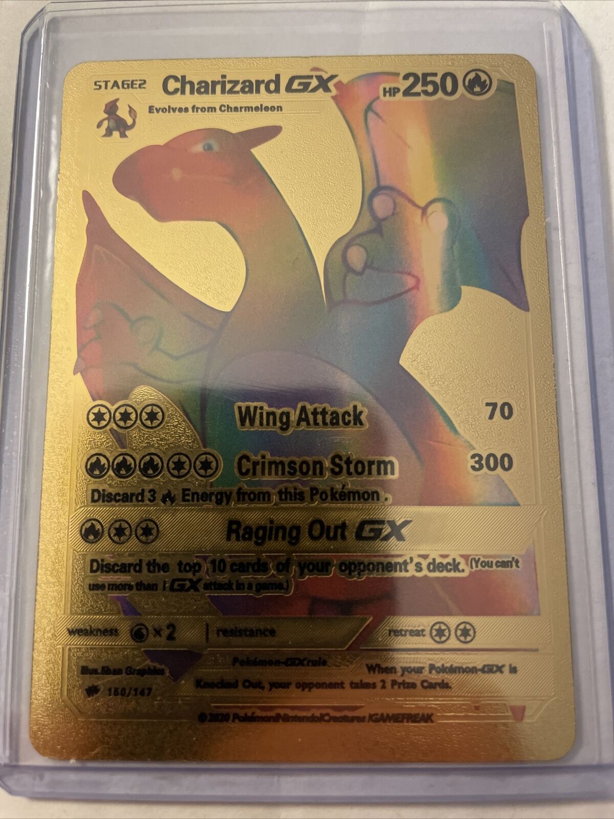 Pokemon Gold Metal Charizard Card – Radbadgergaming