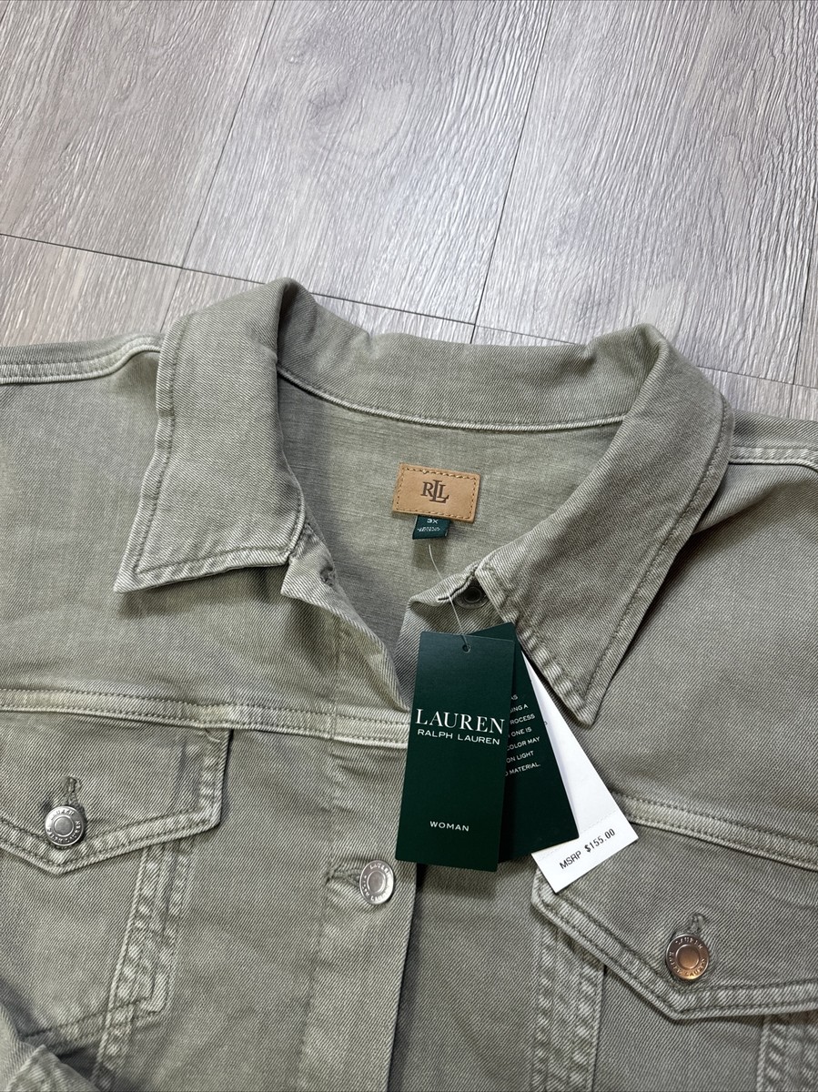 Ralph Lauren Women's Jean Jacket Size 3X Green Sage Color Denim