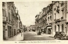 SOISSONS card La rue Saint Martin et le Crédit Lyonnais Les automobiles