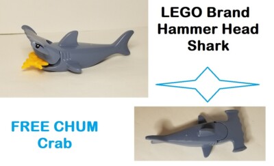 LEGO Minifigure Hammer Head Shark Blue Gray with Crab Bait Ocean