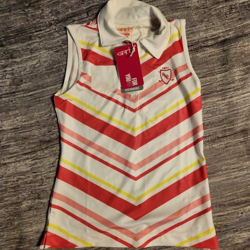 Garb Golf Polo Shirt Sleeveless Striped Athletic Top White Pink Girls Medium