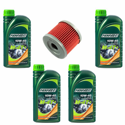 Motor Öl Set 10W40 4 Liter Ölfilter KN131 für Hyosung GA GF GT GV Suzuki DR GZ