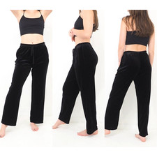 Vintage Black Velvet Pants Relaxed Fit Straight Leg Ankle Crop Size Small/Medium