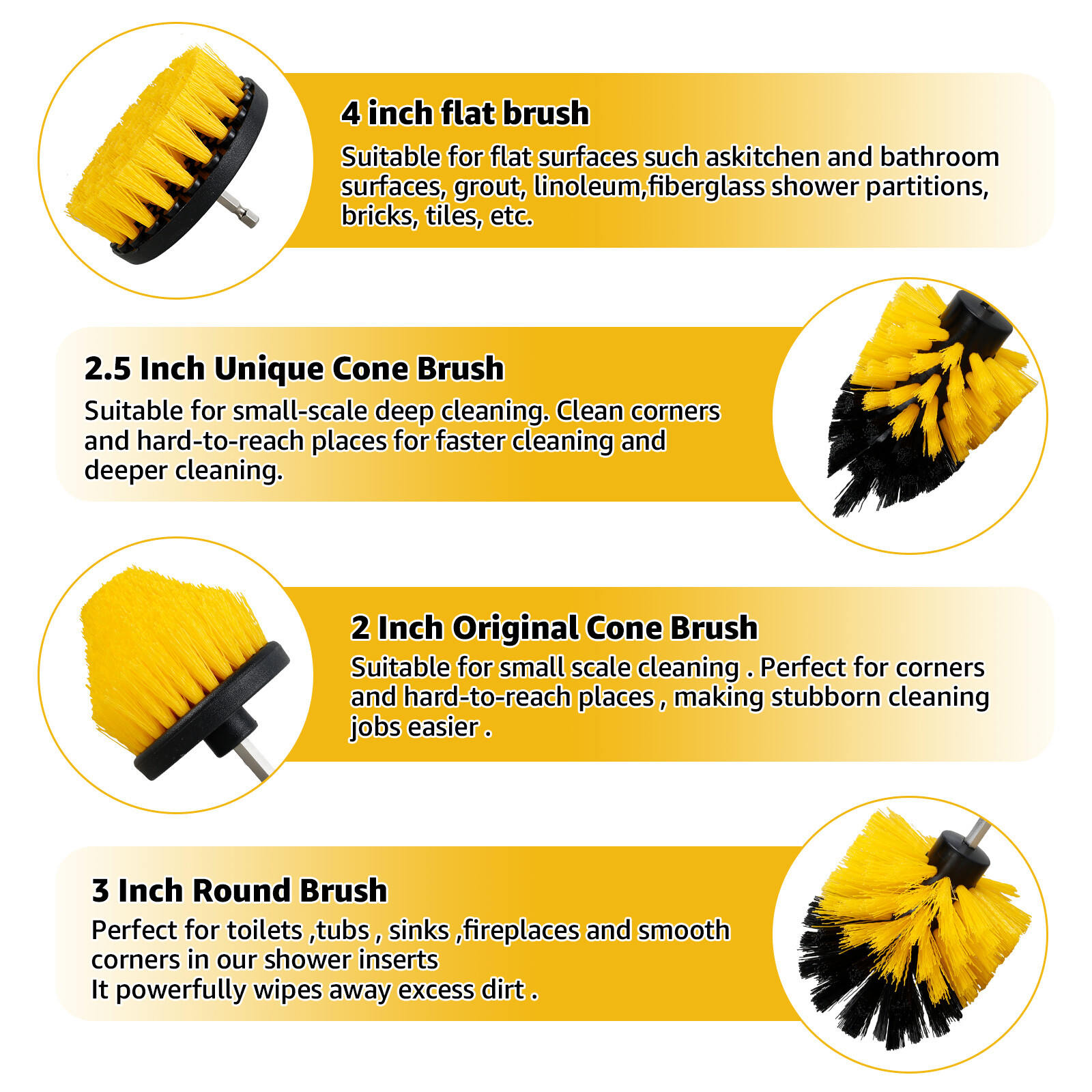 6Pcs Drill Brush Attachment Set Power Cleaning Scrub Brush Kit with