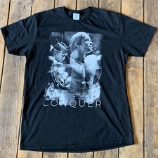 Conquer Arnold Men’s Black L Short Sleeve Cotton T Shirt Power Body Building