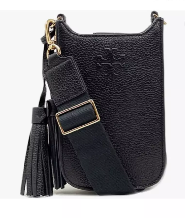 Black Pebble Leather Strap Shoulder to Crossbody Lengths 1 