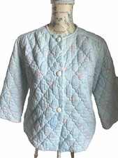 Vintage 60's Quilted Floral Cottagecore Bed Jacket Lined Size M Leisure Life