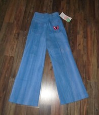 Girl's VTG 1970s Sanforized Denim Jeans Butterfly Patch Wide Flared Leg Sz 8 NWT
