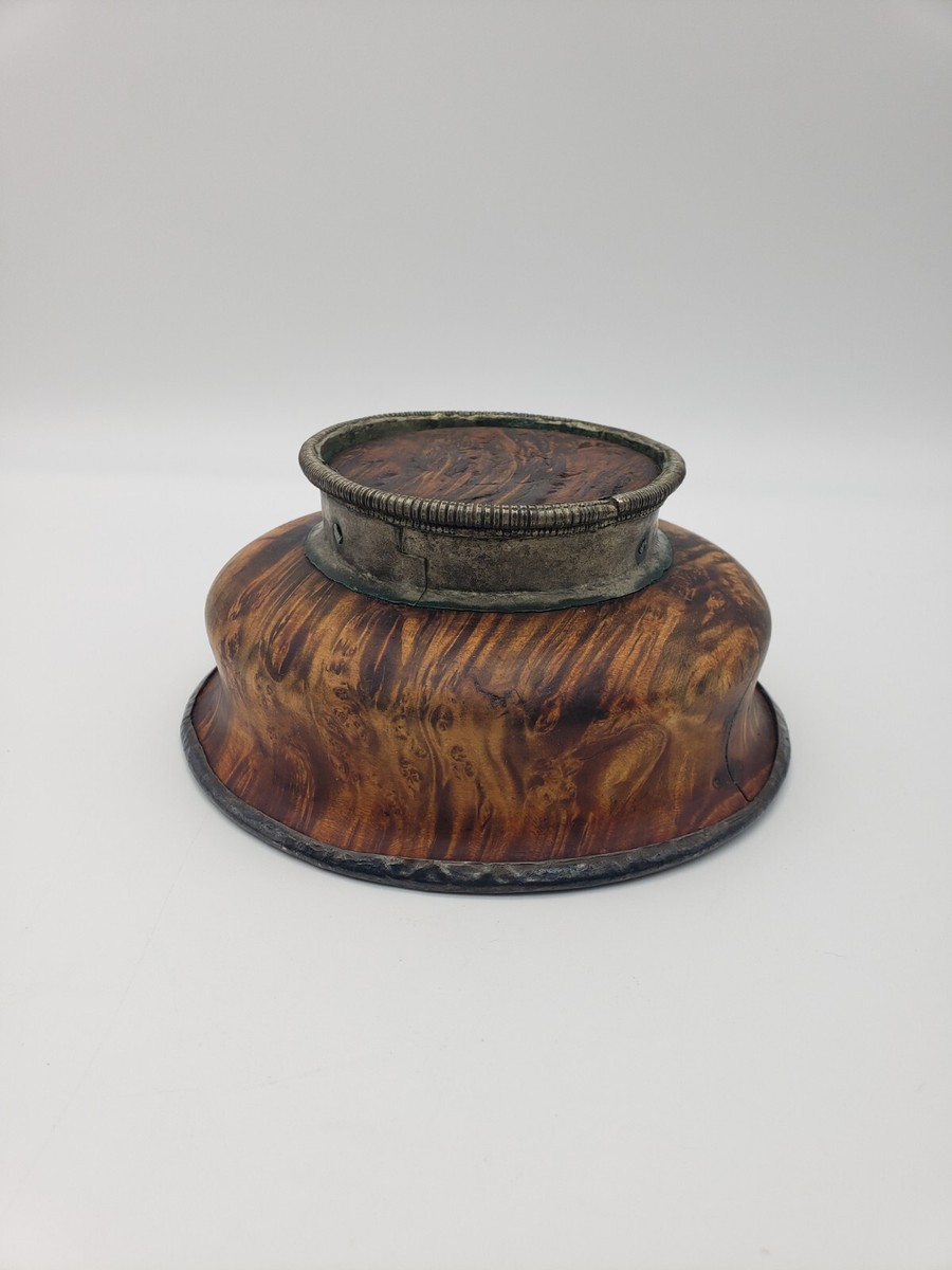 Antique Tibetan Jha Phor / Tsampa Burl Wood Tea Bowl W Antique Tibetan Jha Phor / Tsampa Burl Wood Tea Bowl W