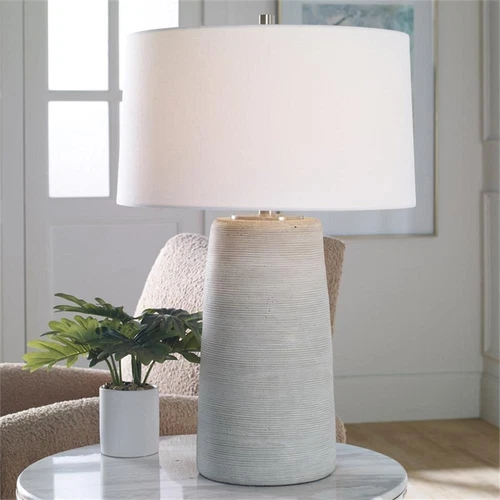 Uttermost Mountainscape Steel and Ceramic Table Lamp in Nickel/Gray/Off White - Picture 1 of 8