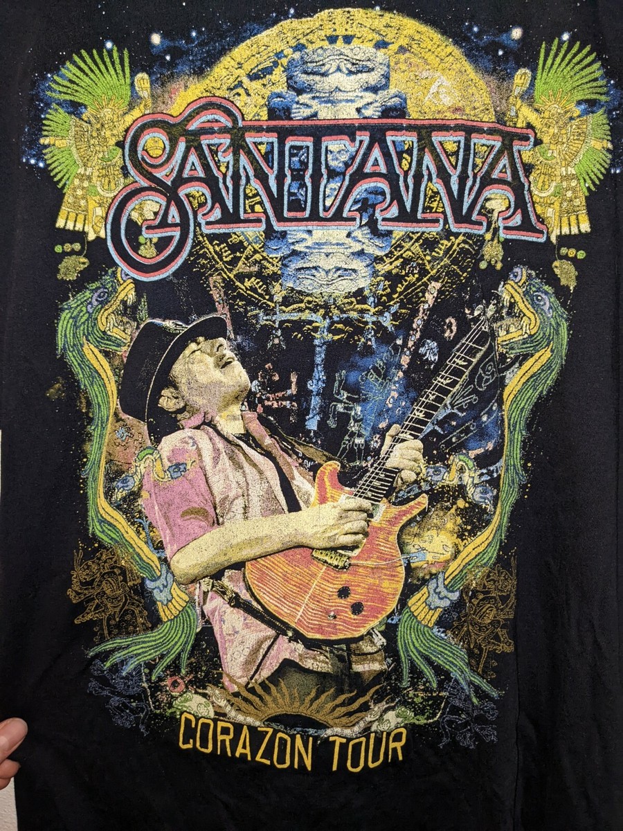 Carlos Santana Tour T Shirt Medium Black Vintage Style Colorful