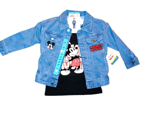 SIZE 4T- DISNEY Mickey Mouse Denim Jacket & Short Sleeve T-shirt: NEW WITH TAGS - Picture 3 of 4