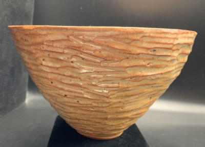 Brutalist Conical Vase Bowl Pot Signed Mid-Century 4.5x7'' Studio Art Pottery Vtg