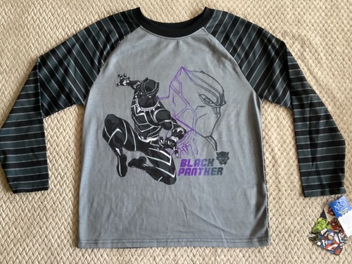 Black Panther Marvel Avengers Boys Flame Resistant Sleepwear Shirt Size 8 - Picture 4 of 10
