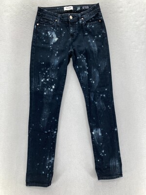 Big Star Nova XVI Hydra Cigarette Jeans Women's 12 Dark Blue Denim Paint Splat