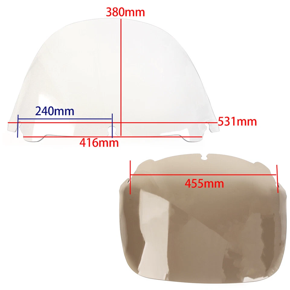 13" Windshield For Harley Davidson Street Glide Ultra Limited Tri Glide 2014+ - Image 2 of 4