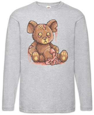 Pixel Zombie Teddy Langarm T-Shirt Zombies Geek Nerd Bear Retro Arcade 6 Bit