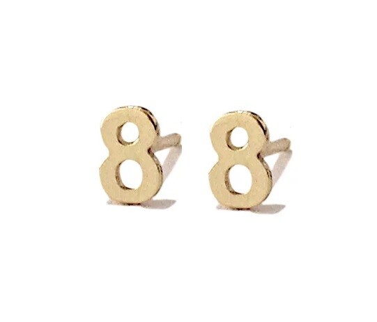 Amazing Number Digit Personalize Gift Stud Earrings In Solid 10K Yellow Gold