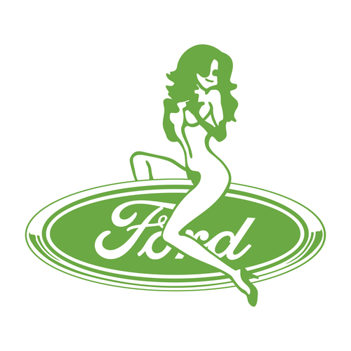 Ford Logo With Sexy Girl Die Cut Decal USA Made Multiple Colors Available 6+yrs - Picture 30 of 56