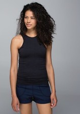 Lululemon W148FS Tank Top  US6 UK10 Shelf Bra Heathered Black Seamlessly