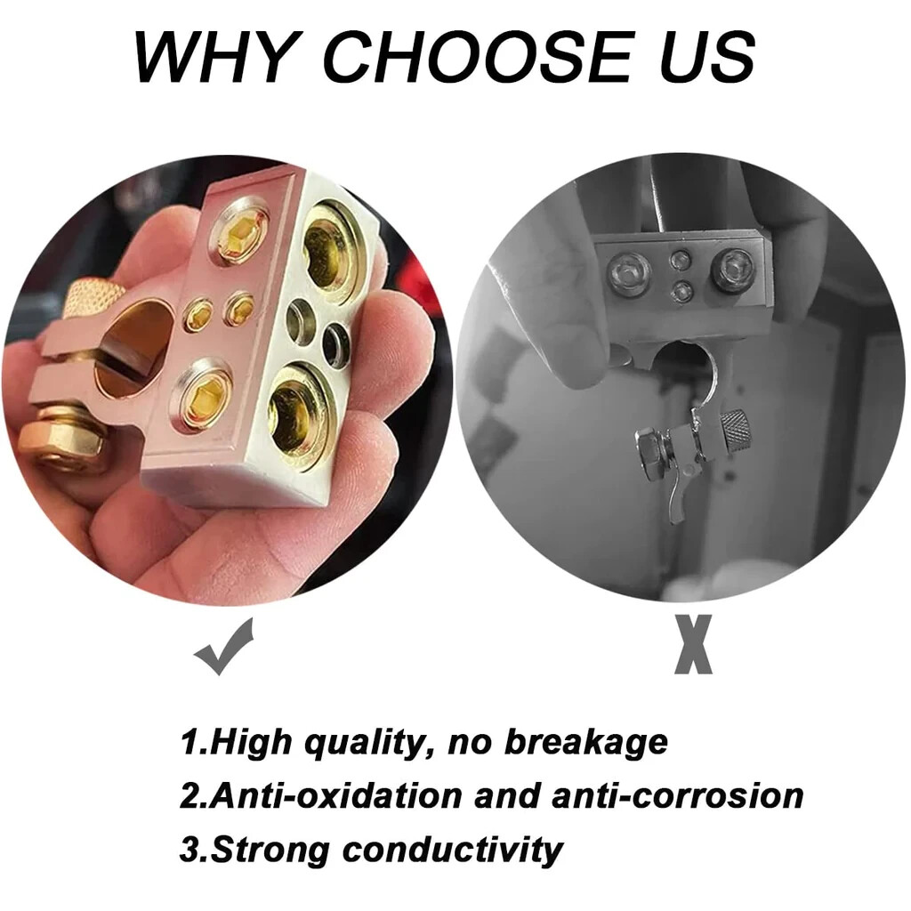 Car battery terminals, 0 2 4 6 8 gauge, positive and negative with