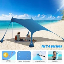 Beach Tent Sun Shelter Portable Sun Shade Canopy Awning with Sandbag 6.8ftx6.5ft