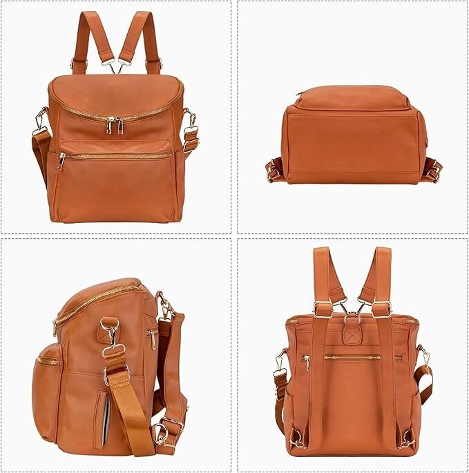 Minsong Diaper Bag Backpack, Fashion Leather Mommy Backpacks, Travel