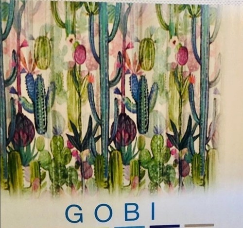 GOBI CACTUS PEVA SHOWER CURTAIN BRIGHT BLUE GREEN PURPLE PINK CACTI SUCCULENT - Picture 7 of 12